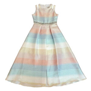 🌈HP-Rare Editions Girls Ombre Metallic Jacquard High Low Dress